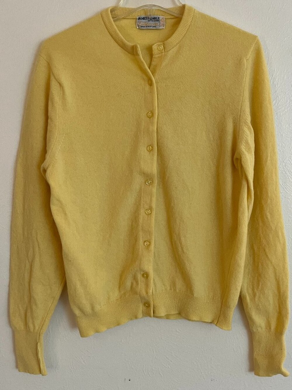 James Pringle Women's 100% Lambswool Yellow Cardigan Size M Luxury Preppy